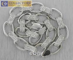 Ladies 14k Modern White Gold Fancy Diamond Link Bracelet 7.75 15.7G