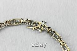 Ladies Estate 10K Yellow White Gold 0.98ctw Diamond Baguette Tennis Bracelet