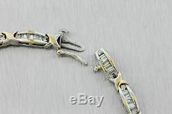 Ladies Estate 10K Yellow White Gold 0.98ctw Diamond Baguette Tennis Bracelet