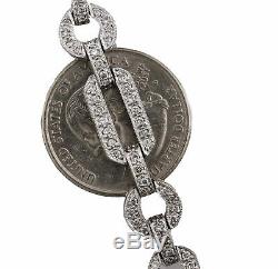 Ladies Estate 14K White Gold 3.74ctw Diamond 7.50 Fancy Link Chain Bracelet