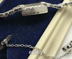 Ladies Hamilton 14K Solid White Gold Diamond Deco Cocktail Tennis Bracelet Watch