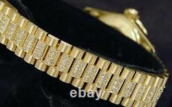 Ladies Rolex 18K Yellow Gold Datejust President Diamond Bezel Band MOP Dial 6917