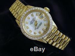 Ladies Rolex 18K Yellow Gold Datejust President withWhite MOP Diamond Dial & Bezel
