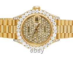 Ladies Rolex 18K Yellow Gold President 26MM Datejust 69178 Diamond Watch 5.0 Ct