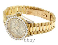 Ladies Rolex 18K Yellow Gold President 26MM Datejust 69178 Diamond Watch 5.0 Ct