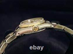Ladies Rolex 2Tone Gold Stainless Steel Oyster Perpetual Watch White Dial 67193