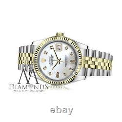 Ladies Rolex 31mm Datejust 2 Tone White MOP Mother Of Pearl 8+2 Diamond Watch