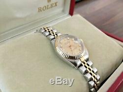 Ladies Rolex Date-just Stainless / 18ct Gold Bracelet Diamond Dial Model 69173