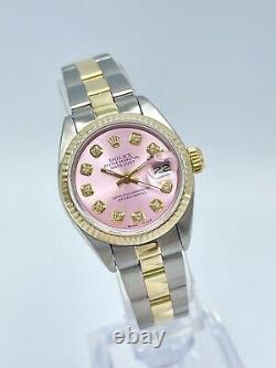 Ladies Rolex Datejust 26mm 6917 Pink Diamond Dial Steel & 18ct Gold Oyster
