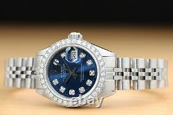 Ladies Rolex Datejust Blue Dial 18k White Gold Diamond& Stainless Steel Watch