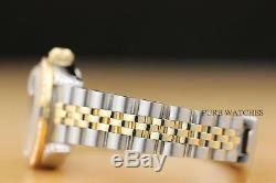 Ladies Rolex Datejust Blue Diamond Sapphire 18k Yellow Gold & Steel Watch