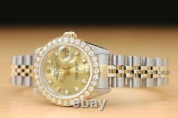 Ladies Rolex Datejust Factory Champagne Diamond Dial 2-tone Watch + Rolex Paper