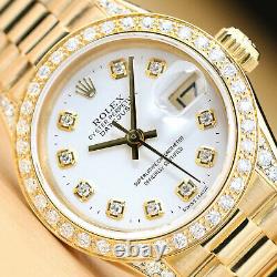 Ladies Rolex Diamond Datejust President 18k Yellow Gold Authentic Watch