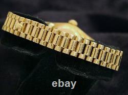 Ladies Rolex Solid 18K Yellow Gold Datejust President Watch Tapestry Dial 69178