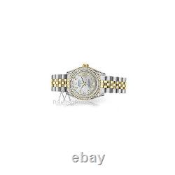 Ladies Rolex Steel & Gold 31mm Datejust Watch White MOP String Diamond Dial