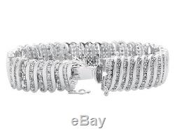 Ladies S Style Real Genuine Diamond White Gold Finished 7.5 inch Bracelet 2 ct