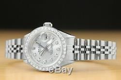 Lladies Rolex Datejust Silver Diamond 18k White Gold & Stainless Steel Watch