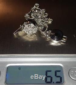 Long 14kt White Gold Klein KLJCI Floral Flower Diamond Slide Bracelet Charm