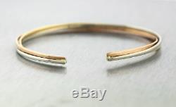 Lovely Ladies Cartier 18K Yellow, Rose, & White Gold Crossover Cuff Bracelet