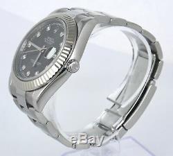 MINT Rolex Datejust II 2 41MM Grey Rhodium 116334 18K White Gold Diamond Watch