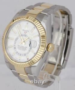 MINT Rolex Sky-Dweller 18K Two-Tone Gold Stainless Steel White 42mm Watch 326933