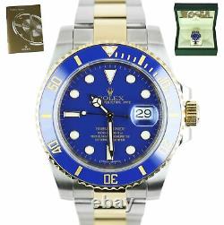 MINT Rolex Submariner Blue Ceramic 116613 LB Two-Tone 18K Gold Stainless Dive