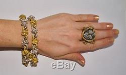 Massive Vintage Pomellato Two Tone 18k Yellow + White Gold Necklace Bracelet Set