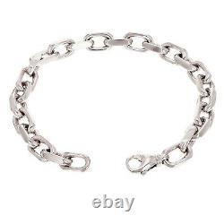 Men's 10k White Gold Handmade Link Chain Bracelet 9 7.5mm 42.2 grams