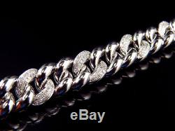 Men's 10k White Gold Miami Cuban Link 8.25 13MM VS2-Si1 Diamond Bracelet 3.0ct