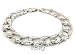 Men's 14k White Gold Solid Chain Cuban Link Bracelet 9 13mm 21.1 grams