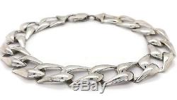 Men's 14k White Gold Solid Chain Cuban Link Bracelet 9 13mm 21.1 grams
