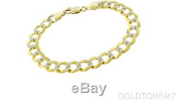 Men's Bracelet In 14k Gold 8.5 Yellow+White Pave Curb with Lobster Clasp