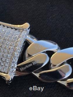 Men's Cuban Miami Link Diamond Bracelet 14k White Gold Over 925 Sterling Silver