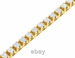 Men's Real 10K Yellow Gold Genuine Diamond 6MM Cluster Tennis Bracelet 2 CT 8.5