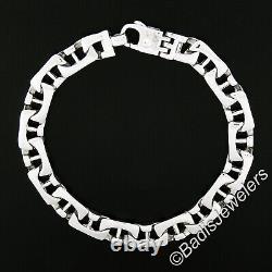 Men's Solid 14k White Gold 8.8mm Unique Fancy Open Link 8.25 Chain Bracelet