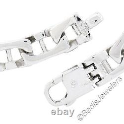 Men's Solid 14k White Gold 8.8mm Unique Fancy Open Link 8.25 Chain Bracelet
