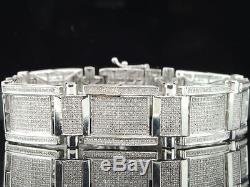 Mens 10K White Gold 5 ct. Diamond Bracelet Pave Tennis Designer Link 8.50 Inches