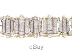 Mens 10k Yellow Gold 21.00ct Round Cut White Diamond Stunning Big Bracelet