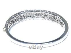 Mens 14k White Gold Princess & Round Cut White Diamond 5.00ct Bangle Bracelet