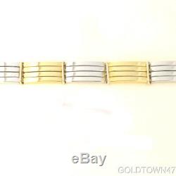 Mens' 14k Yellow and White Gold Fancy Bar Link Bracelet