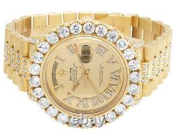 Mens 18K Yellow Gold Rolex President 36MM 18038 Day-Date Diamond Watch 12.5 Ct
