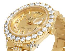 Mens 18K Yellow Gold Rolex President 36MM 18038 Day-Date Diamond Watch 12.5 Ct