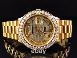 Mens 36 MM Rolex President 18038 18k Yellow Gold Day-Date with 6.5 Ct Diamond