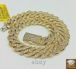 Mens 3CT Diamond Bracelet 10k Yellow Solid Gold Miami Cuban 9 Inch 8mm Bracelet