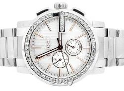 Mens 44 MM Gucci 101 G-Chrono Rose Gold Dial Diamond Watch YA101201 3.0 Ct