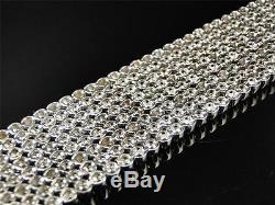 Mens 8 Row Toni 10k Solid White Gold Genuine 29 MM Diamond Bracelet Bangle 14 Ct