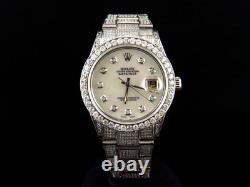 Mens Excellent Rolex Datejust 16014 Oyster Stainless Steel Diamond Watch 9.5 Ct
