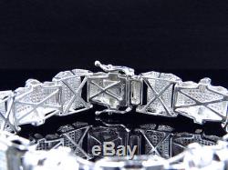 Mens Genuine Diamond 3D Pave Style Bracelet In White Gold Finish 15mm (4.5Ct)