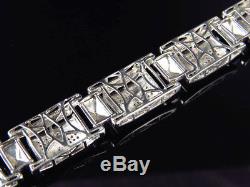 Mens Genuine Diamond Cut Out Style Bracelet In White Gold Finish 12MM (1.0Ct)