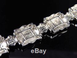 Mens Genuine Diamond Puzzle Style Bracelet In White Gold Finish 14MM (1.25Ct)